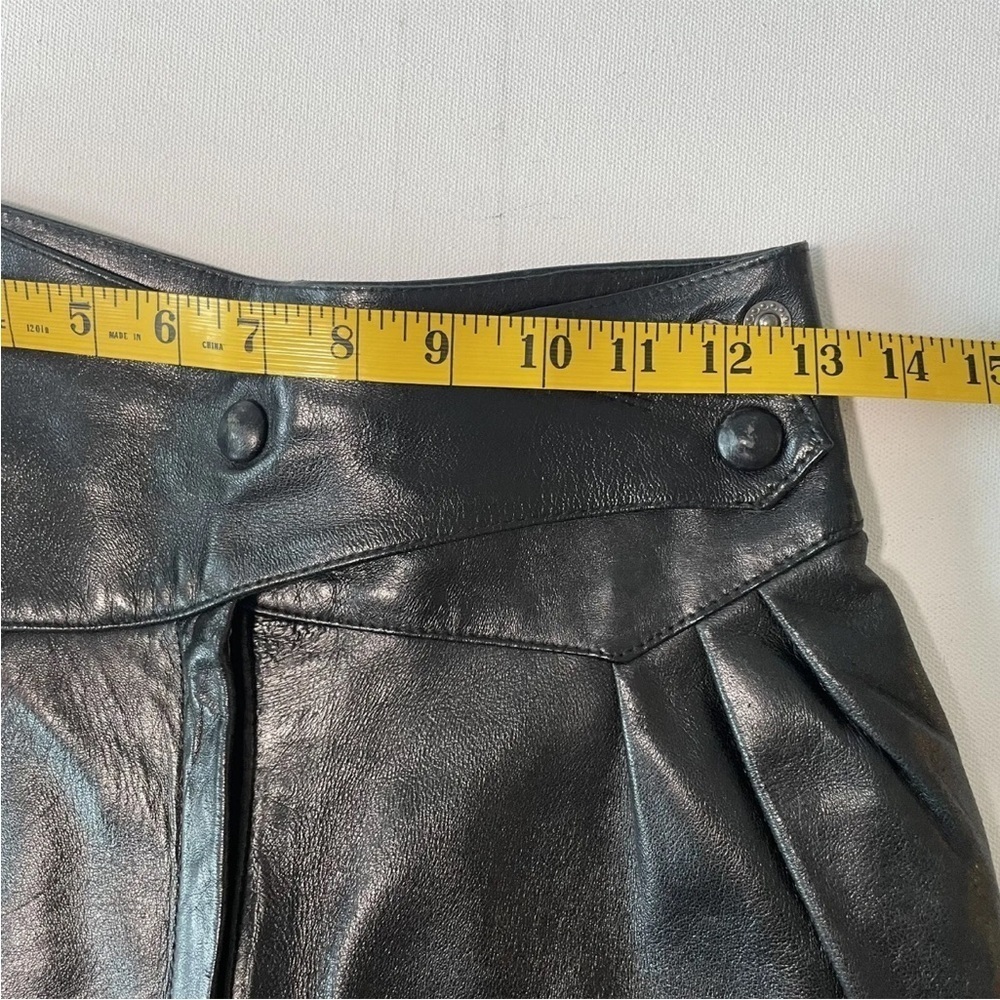 Vintage MZ Creations Paris France Women's High Waisted Black Leather pants 1980s - Picture 10 of 13